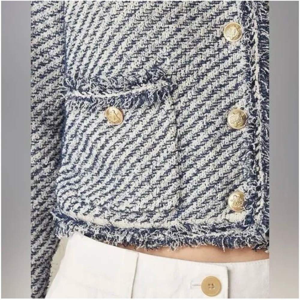 J.Crew Collection Cropped Lady Jacket in Textured Cotton Sz Small - Picture 2 of 9